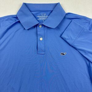Vineyard Vines Performance Polo Men Blue Long Sleeve Wicking Stretch Golf Small